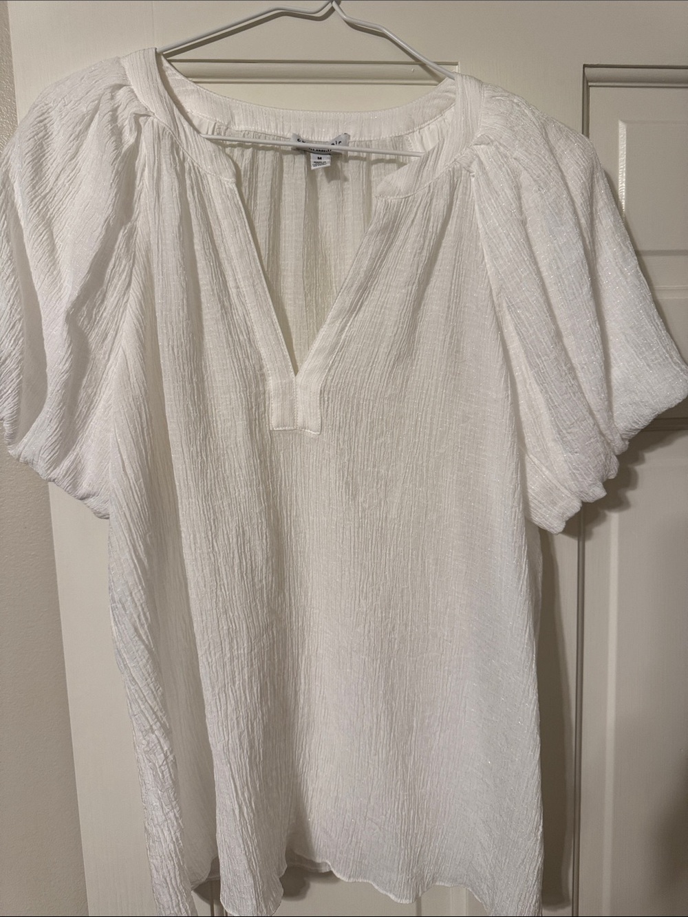 Current Air White Textured Split-Neck Tunic